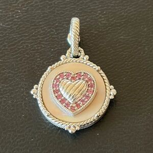 Judith Ripka Sterling Silver Pink Mother of Pearl & Gemstone Enhancer Pendant